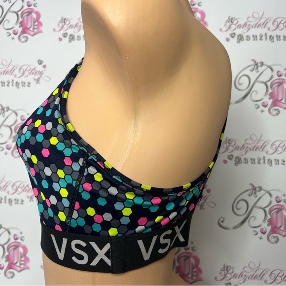 Victoria secret sports bra neon dotted multi rainbow color stretchy VSX sporty - Picture 8 of 10